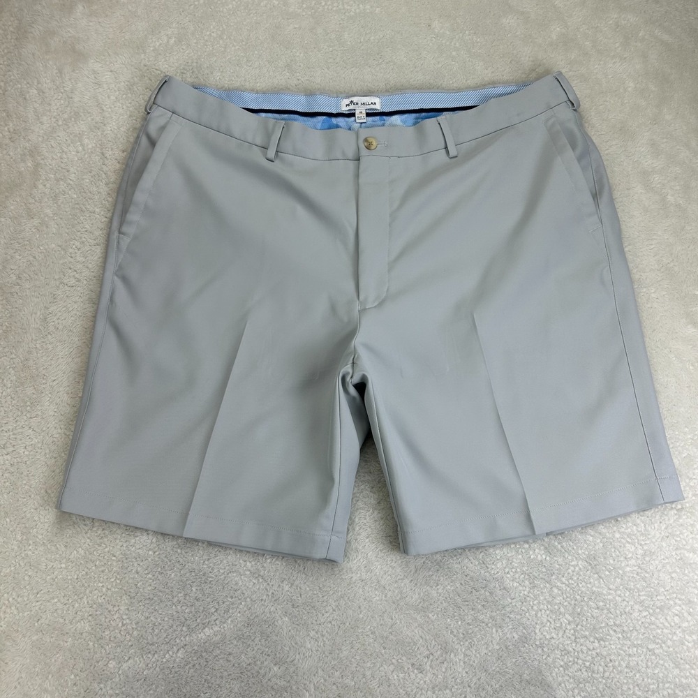 Peter Millar Salem Performance Golf Shorts Mens 40 Gray Flat Front Outdoor